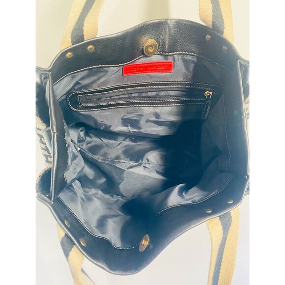 Tommy Hilfiger Black & Ivory Canvas Tote Bag - Picture 8 of 15